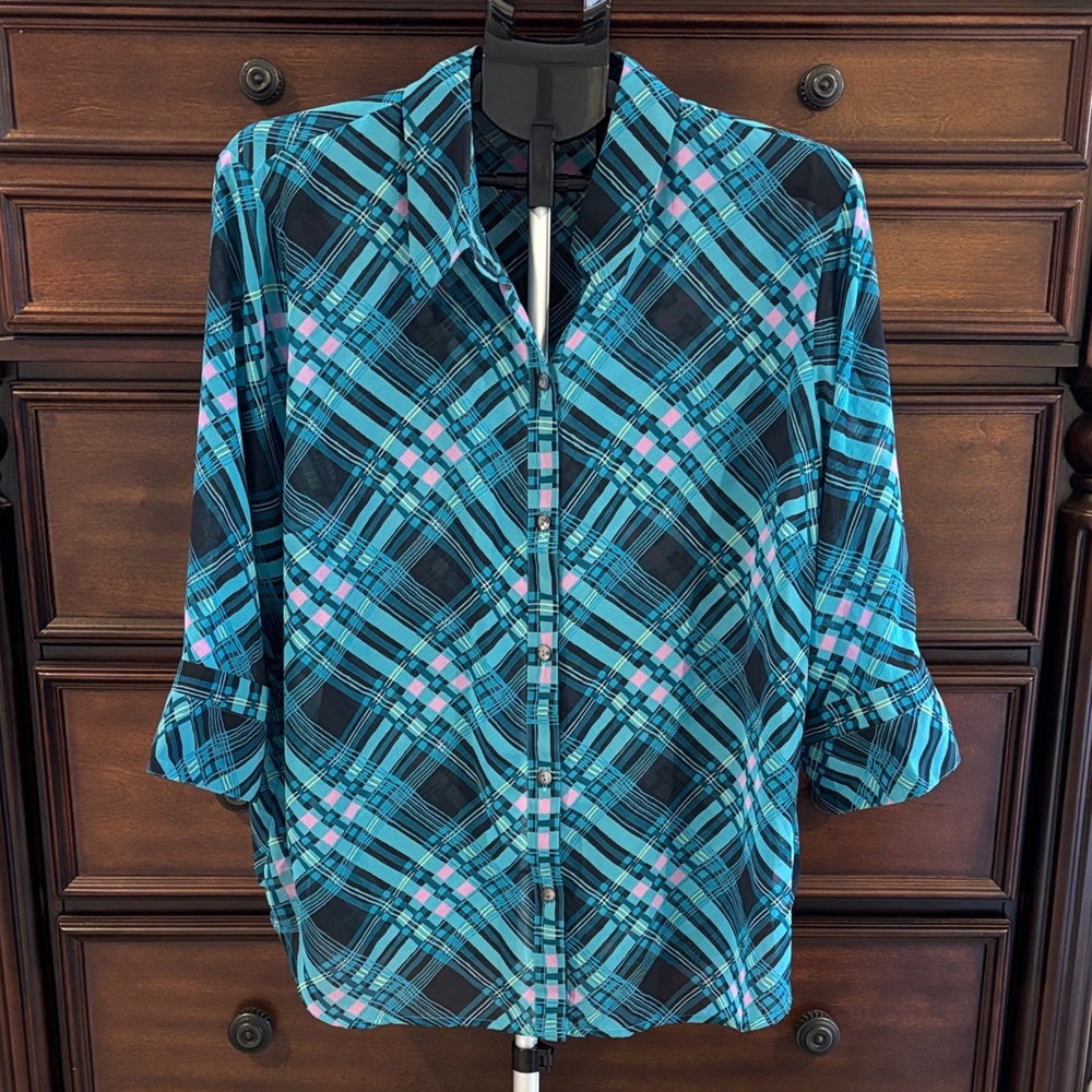 Liz Claiborne Sheer Button-Up Blouse